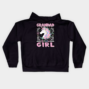 Grandad of the Birthday Girl Unicorn Rainbow Matching Family Kids Hoodie